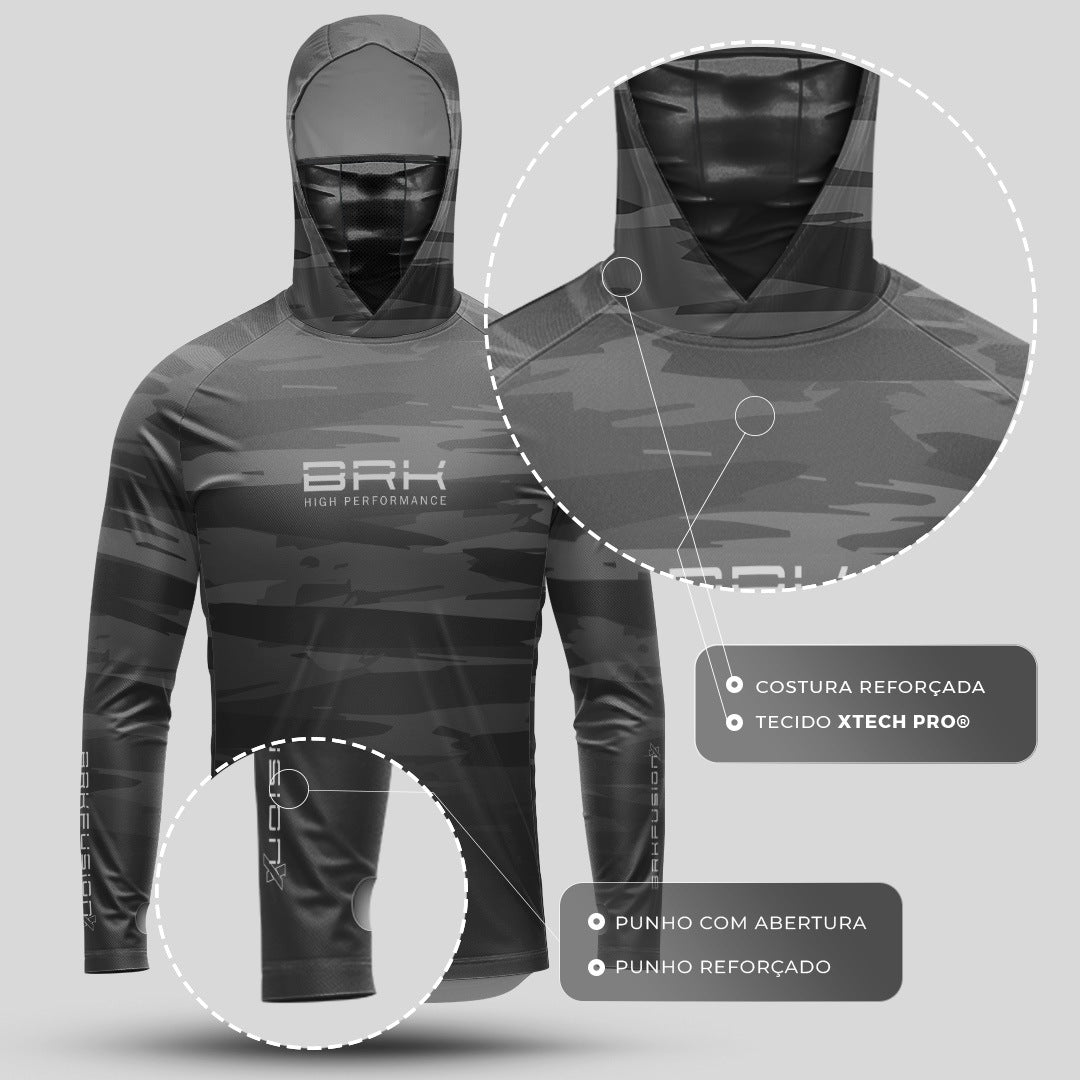 Camisa FusionX Brk Fishing Pincelada Preto com Proteção UV50+