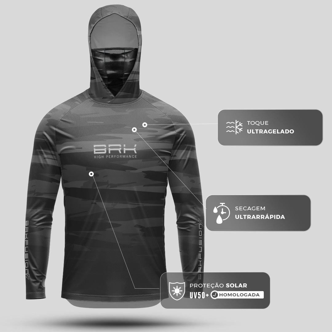 Camisa FusionX Brk Fishing Pincelada Preto com Proteção UV50+