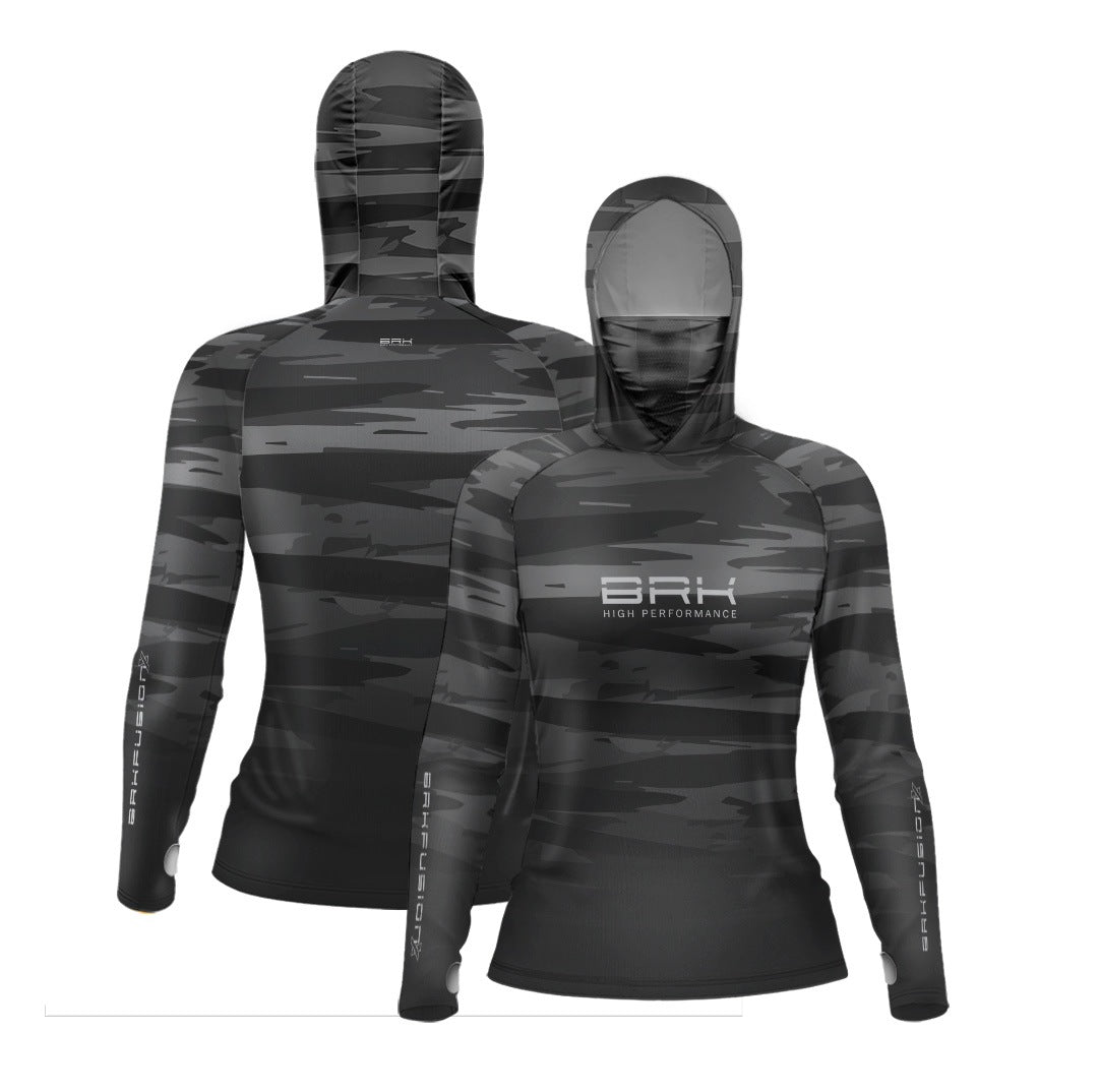Camisa FusionX Feminina  Brk Fishing Pincelada Preto com Proteção UV50+