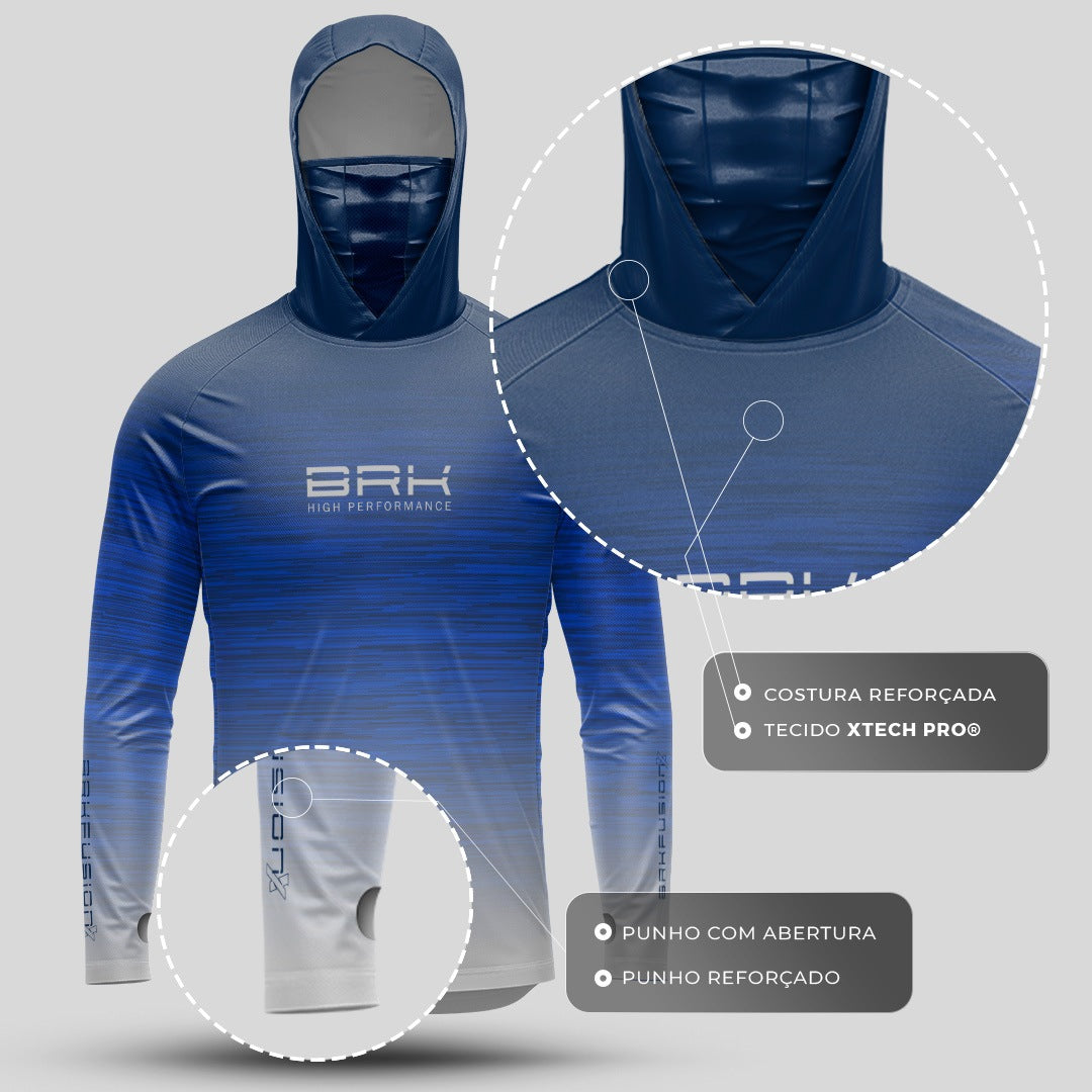 Camisa FusionX Brk Fishing Ruido Azul Branco com Proteção UV50+