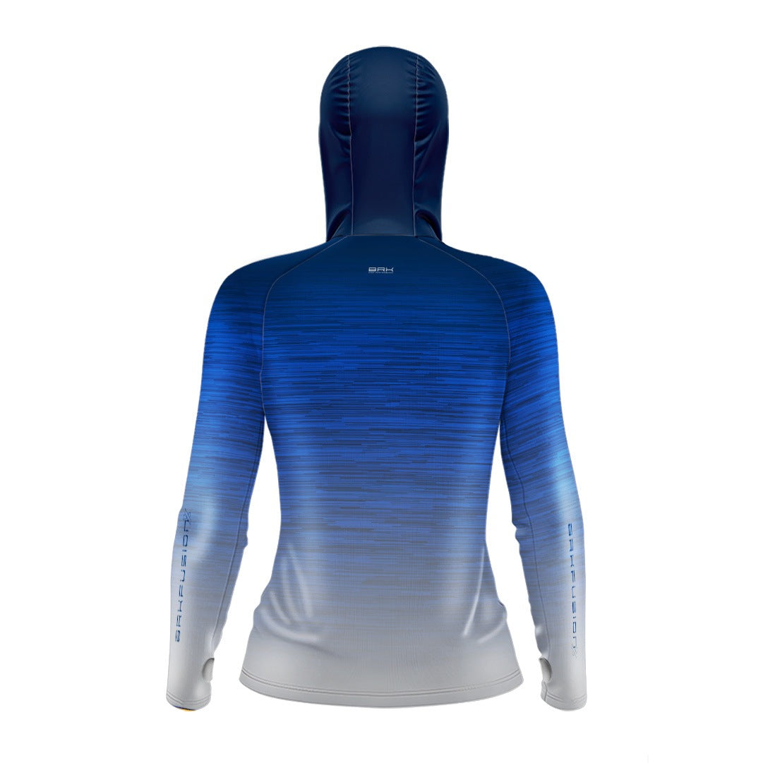 Camisa FusionX Feminina  Brk Fishing Ruido Azul Branco com Proteção UV50+