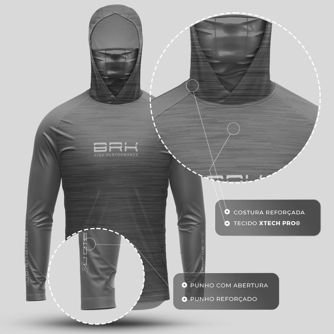 Camisa FusionX Brk Fishing Ruido Cinza com Proteção UV50+