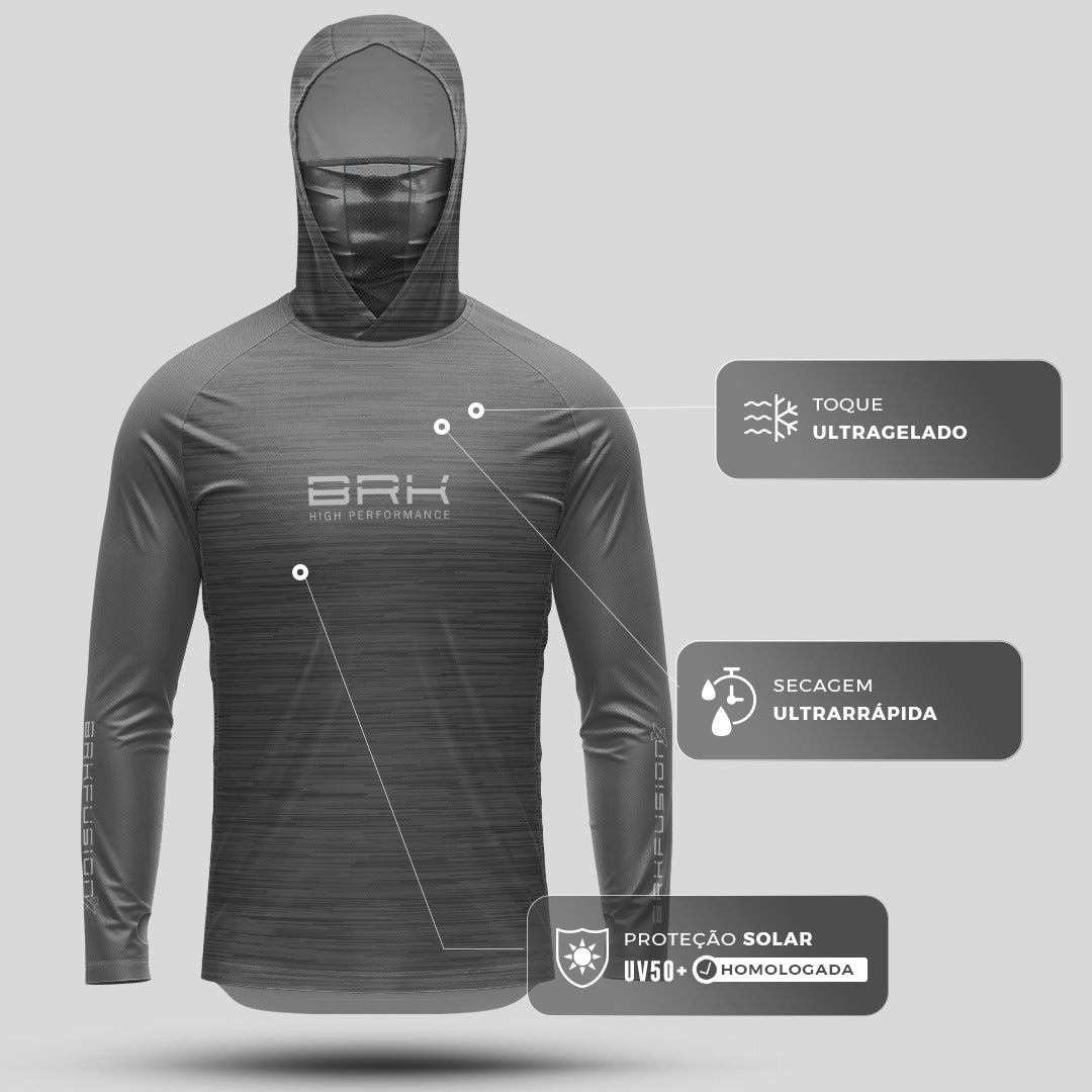 Camisa FusionX Brk Fishing Ruido Cinza com Proteção UV50+