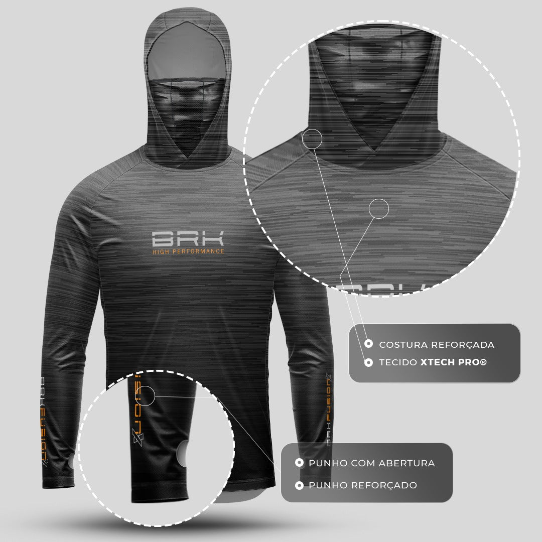 Camisa FusionX Brk Fishing Ruido Cinza Escuro com Proteção UV50+