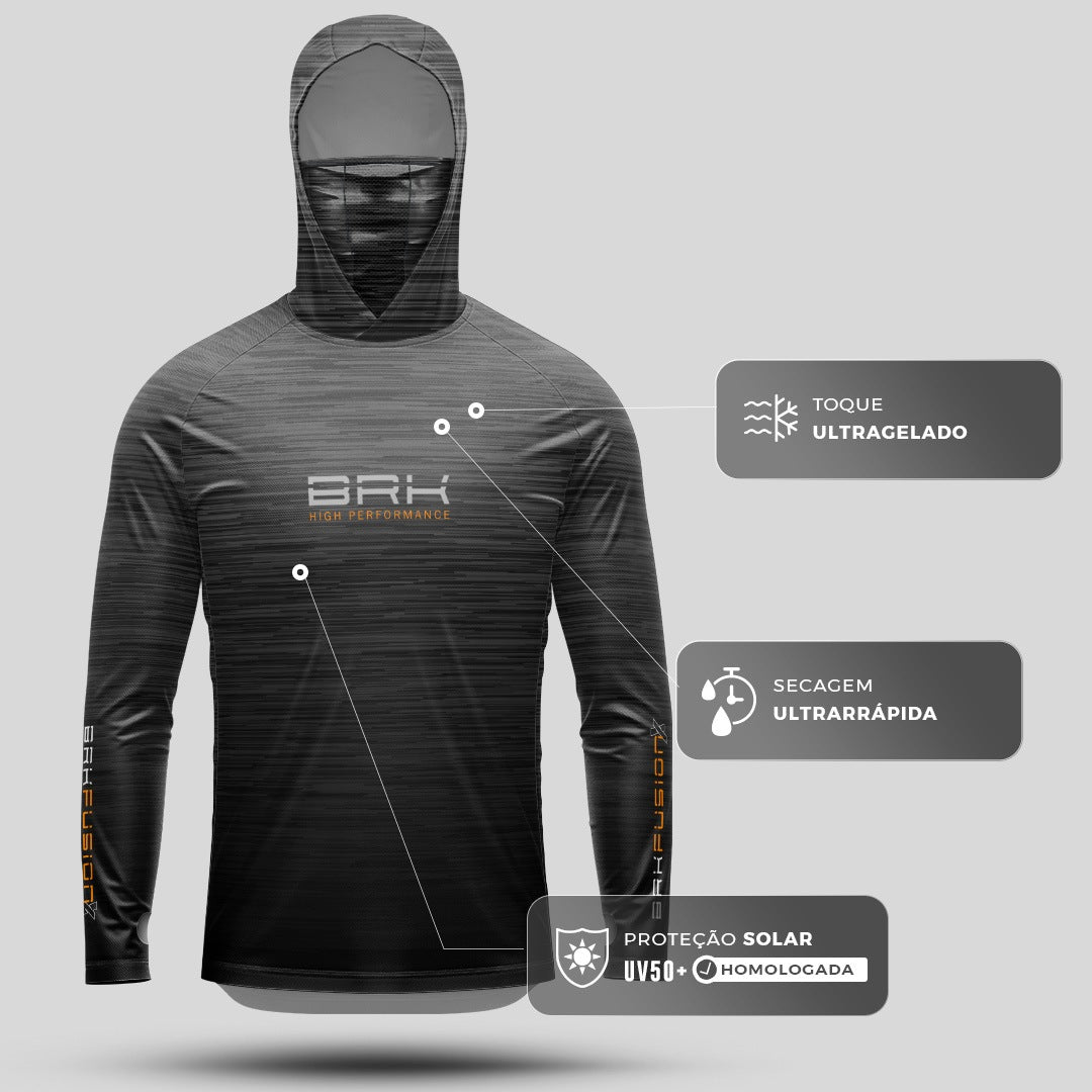 Camisa FusionX Brk Fishing Ruido Cinza Escuro com Proteção UV50+