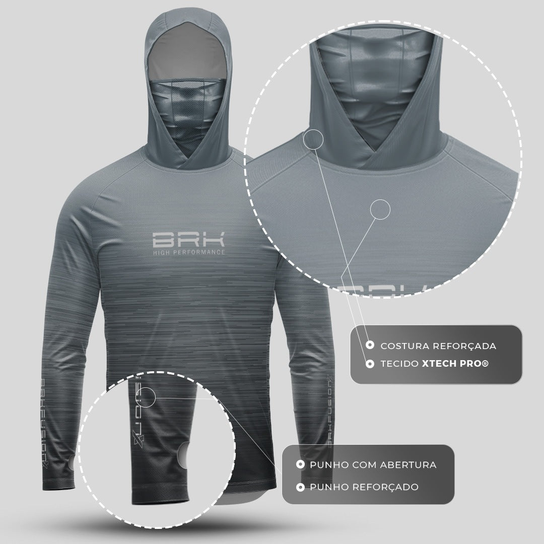 Camisa FusionX Brk Fishing Ruido Tons de Cinza Azulado com Proteção UV50+
