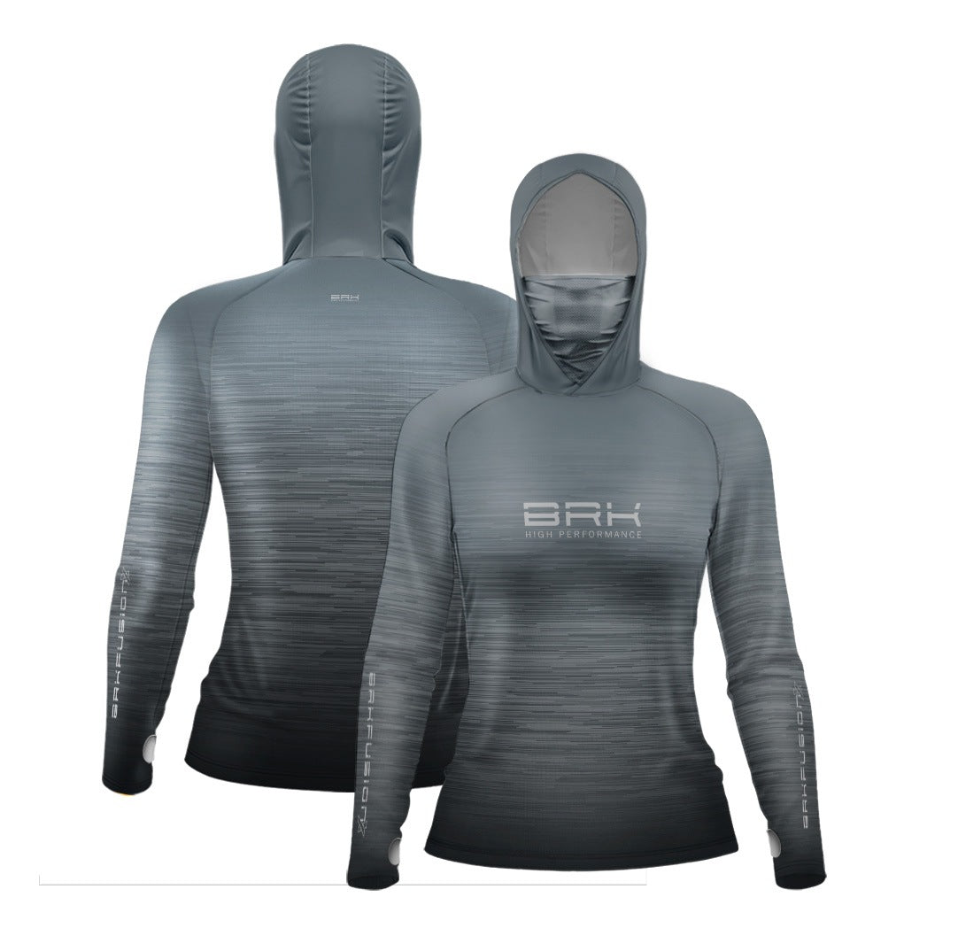 Camisa FusionX Feminina  Brk Fishing Ruido Tons de Cinza Azulado com Proteção UV50+