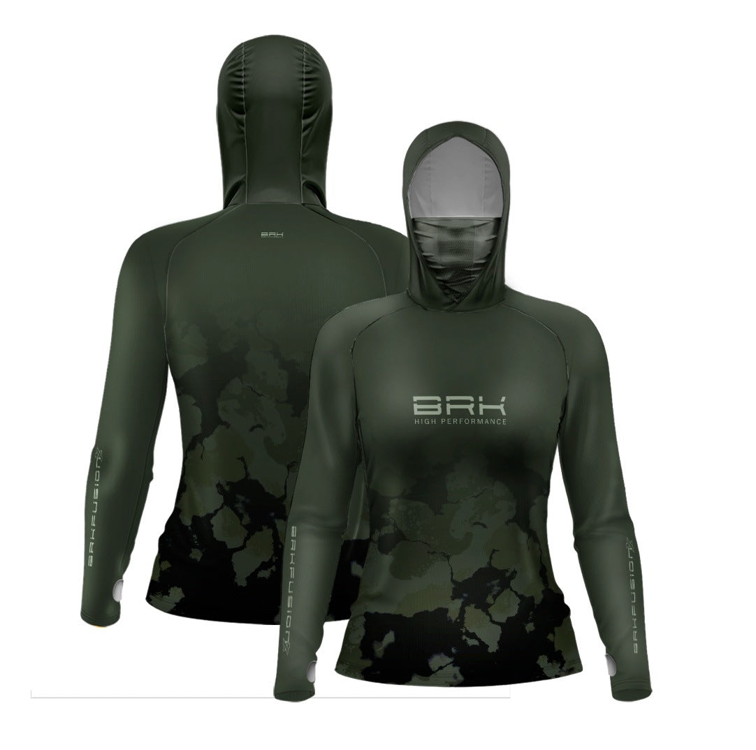 Camisa FusionX Feminina  Brk Fishing Verde Marmore com Proteção UV50+