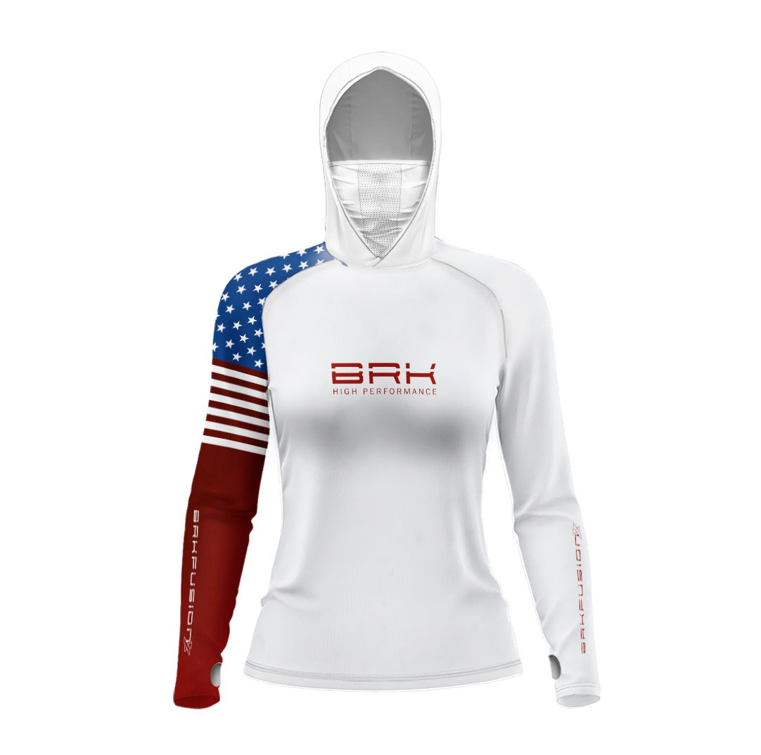Camisa FusionX Feminina  Brk Fishing EUA Branco com Proteção UV50+