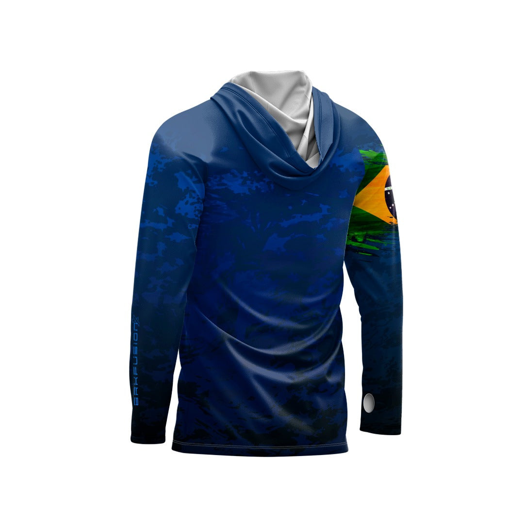 Camisa FusionX Brk Fishing Brasil Militar Azul com Proteção UV50+