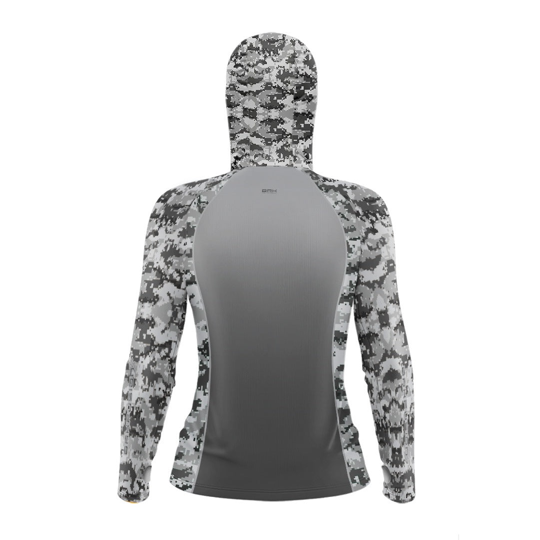 Camisa FusionX Feminina  Brk Fishing Camuflado Cinza com Proteção UV50+