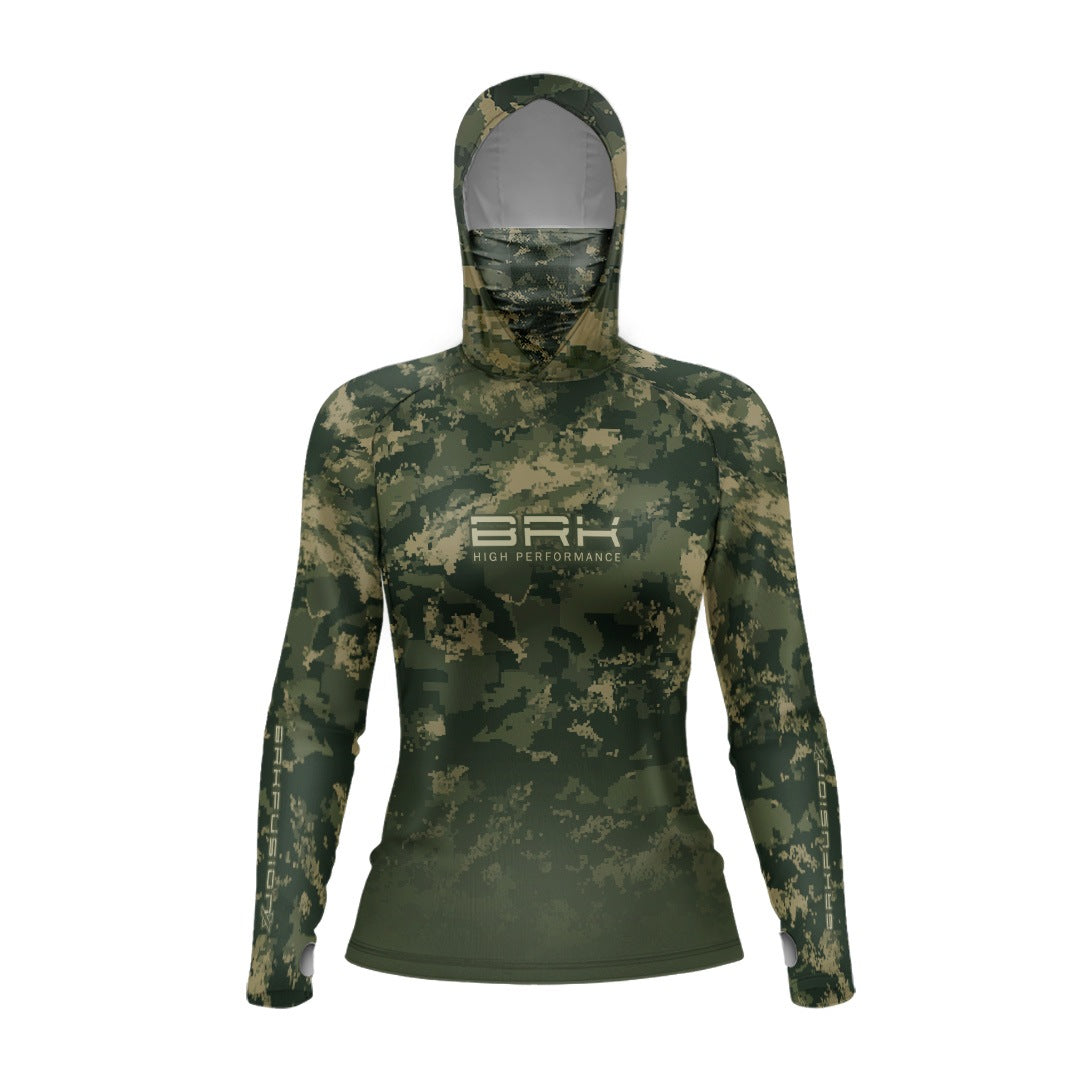 Camisa FusionX Feminina  Brk Fishing Camuflado Verde com Proteção UV50+