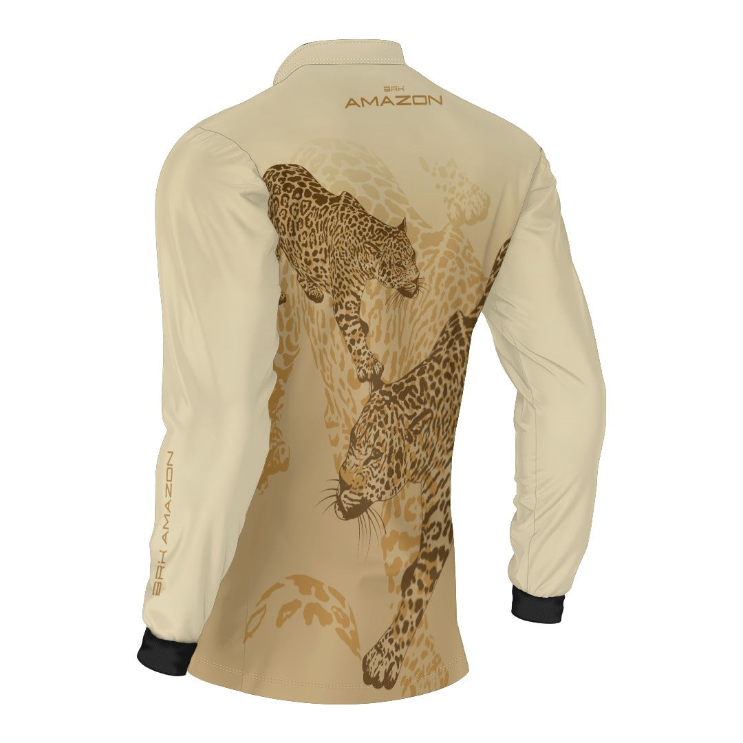 Camisa de Pesca Brk Amazon Onça Bege com Proteção Uv50