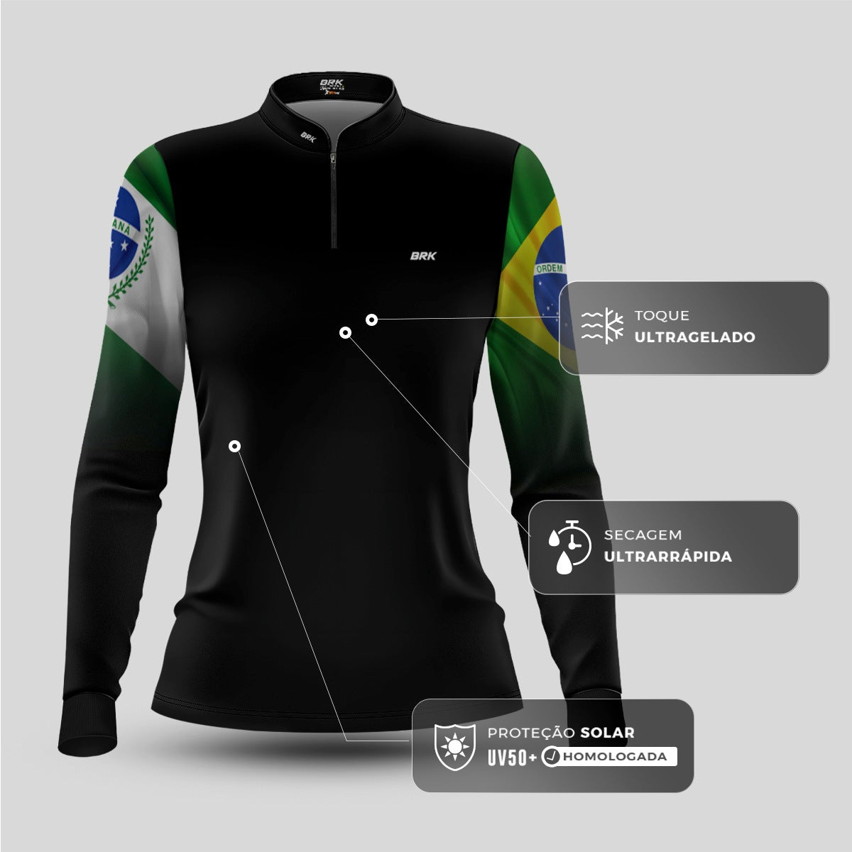 Camisa Feminina Brk Paraná Brasil com Proteção Solar UV50+