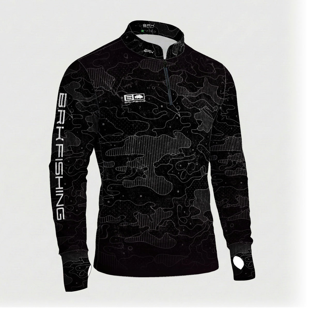 Camisa ArmorX Brk Fishing Preta Camuflada com Proteção Solar UV50+