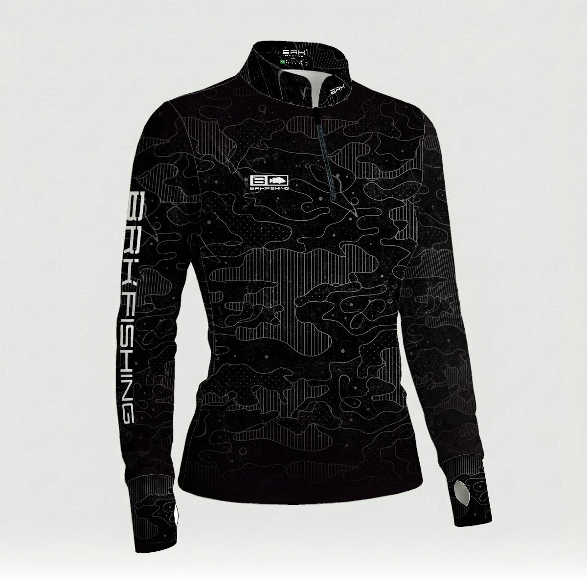 Camisa ArmorX Feminina Brk Fishing Preta Camuflada com Proteção Solar UV50+