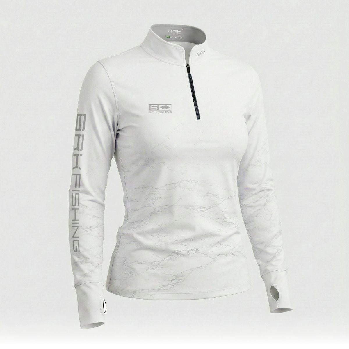 Camisa ArmorX Feminina Brk Fishing Branca Marmorizada com Proteção UV50+