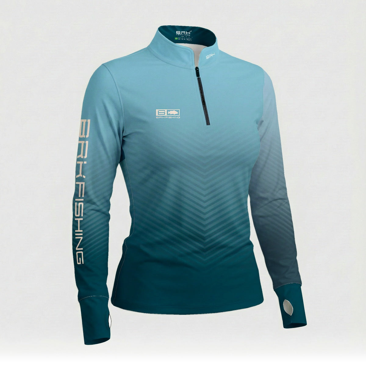 Camisa ArmorX Feminina Brk Fishing Degradê Azul Claro e Verde Petróleo com Proteção UV50+