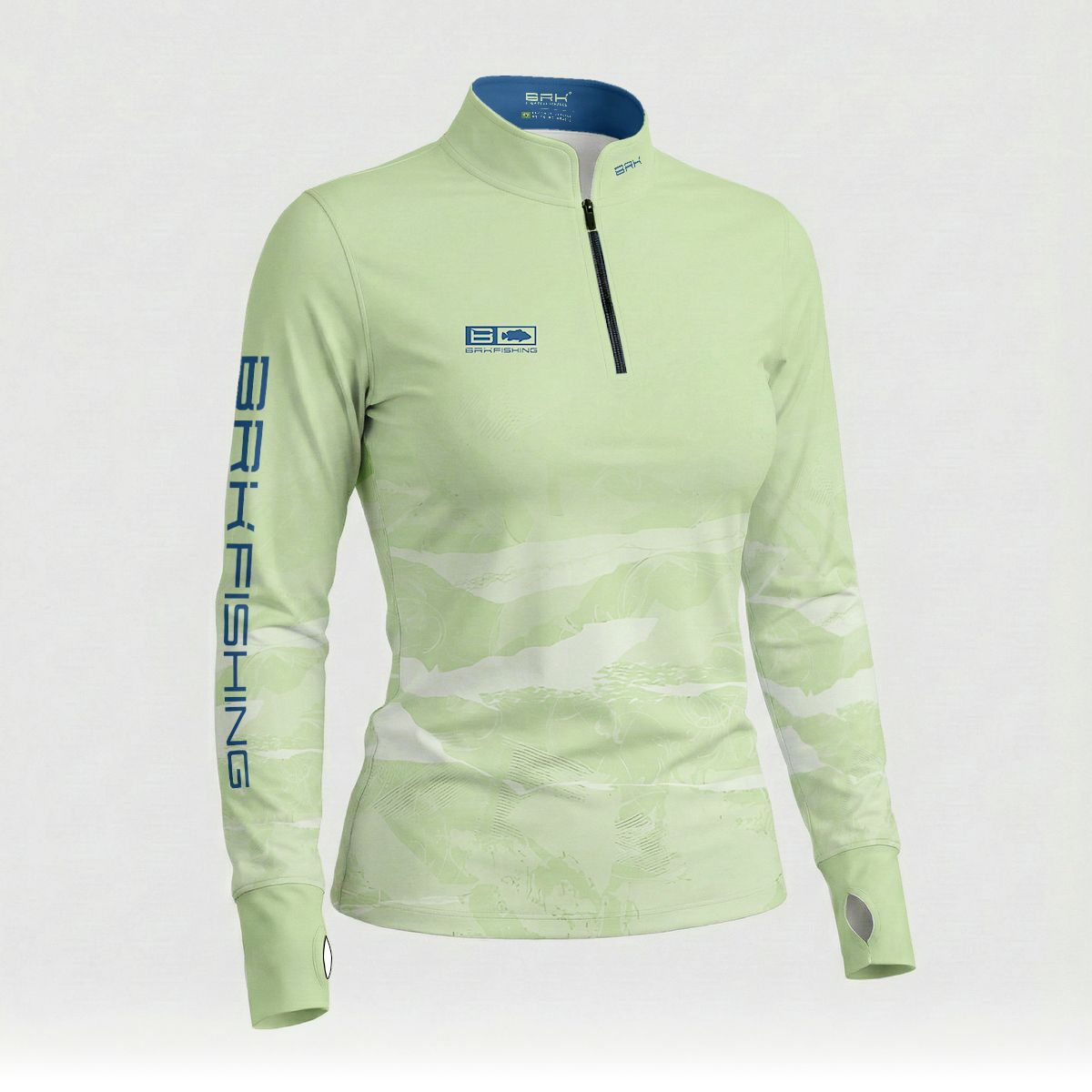 Camisa ArmorX Feminina BRK Fishing Ondas Verde Claro com Proteção UV50+