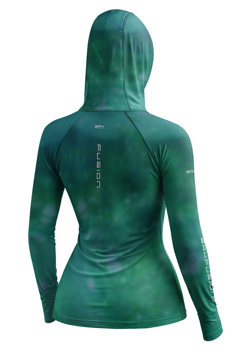 Camisa FusionX Feminina Brk Verde Esmeralda Mescla com Proteção UV50+