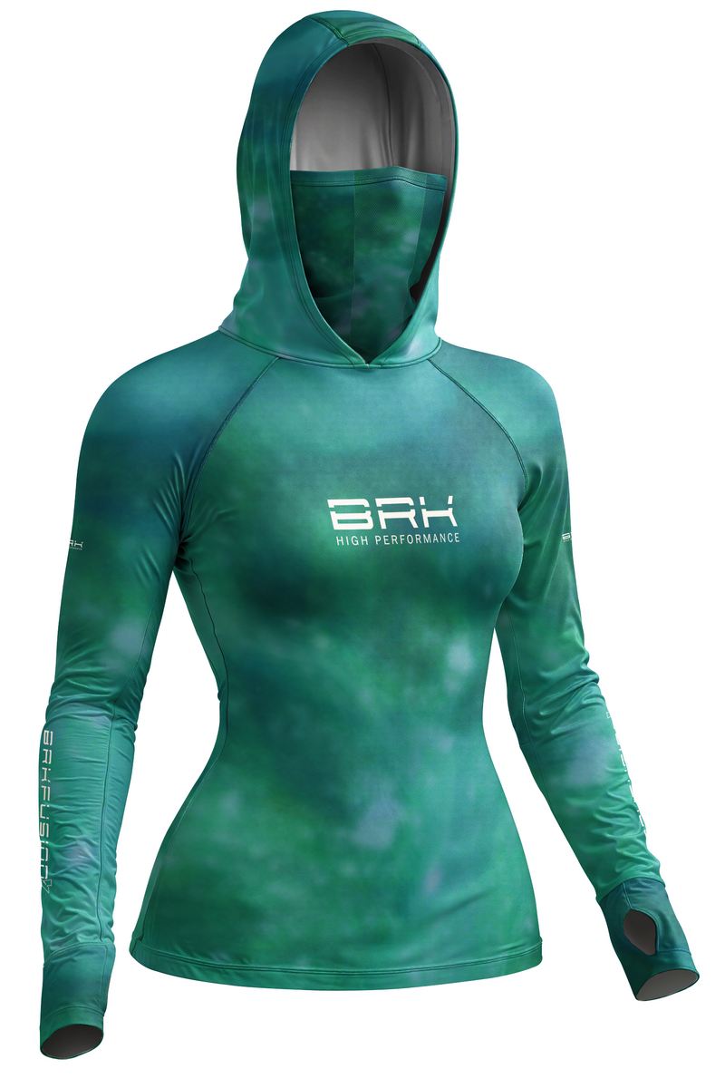 Camisa FusionX Feminina Brk Verde Esmeralda Mescla com Proteção UV50+
