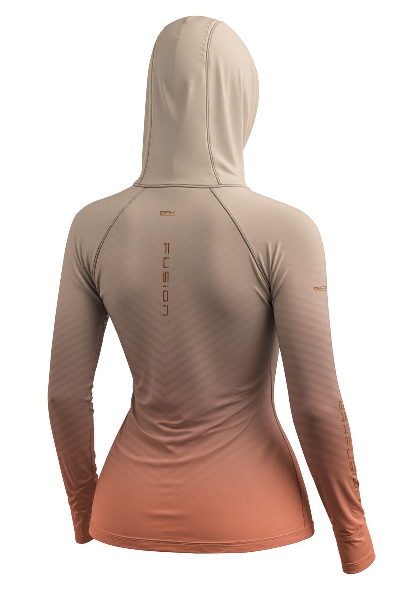 Camisa FusionX Feminina Brk Bege Laranja Degradê Chevron com Proteção UV50+