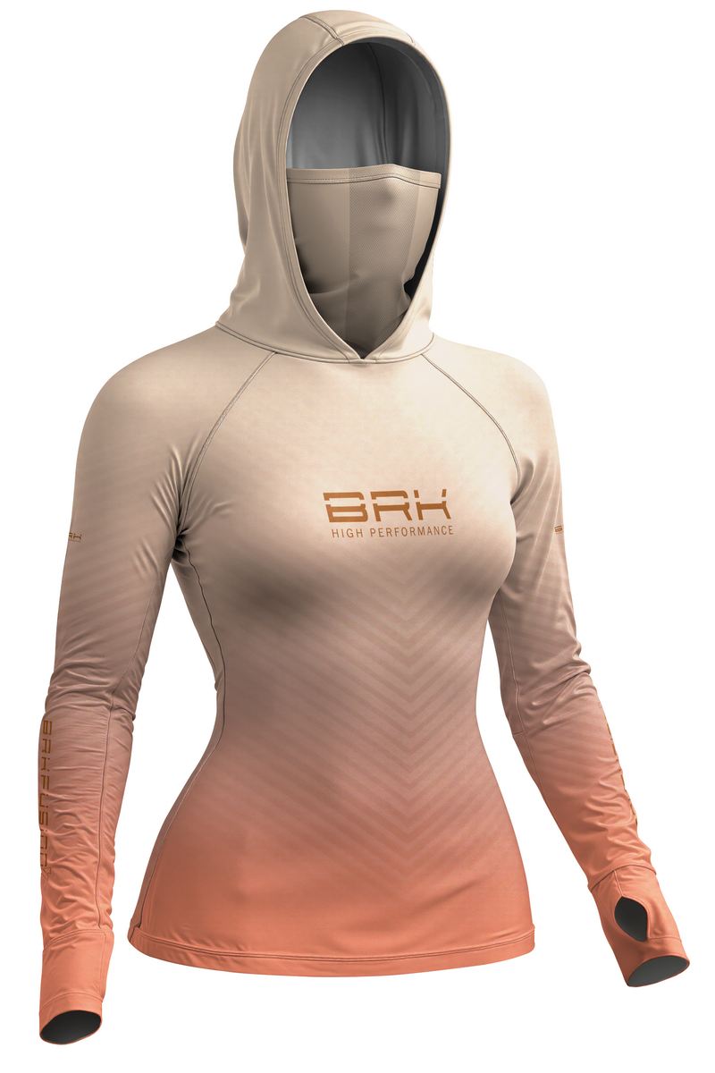 Camisa FusionX Feminina Brk Bege Laranja Degradê Chevron com Proteção UV50+