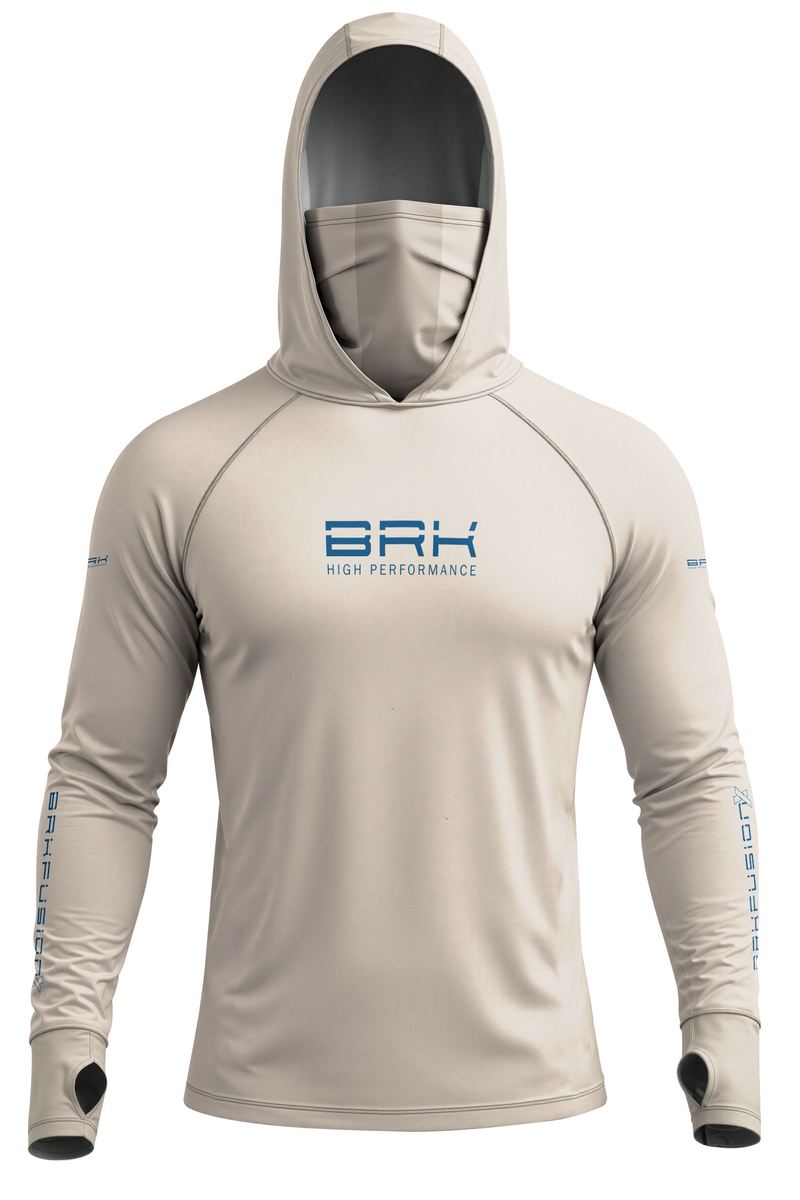 Camisa FusionX Brk Bege Clean com Detalhes em Azul e Proteção UV50+