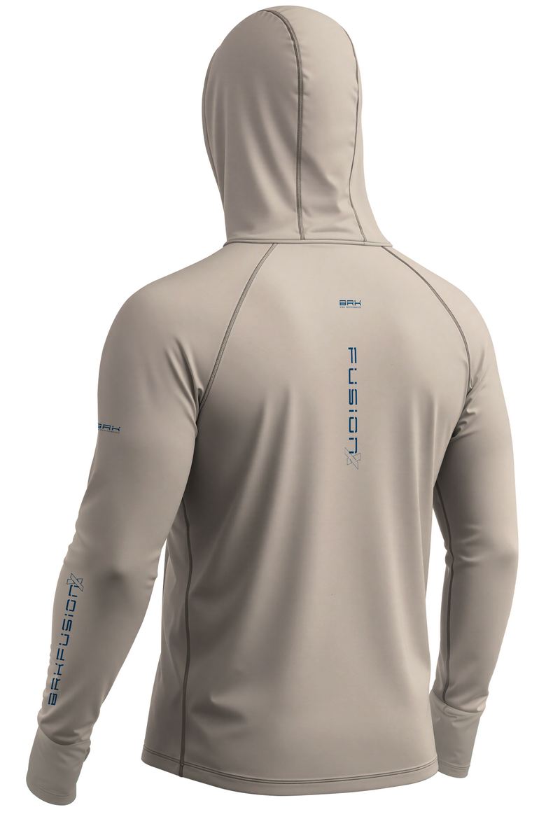 Camisa FusionX Brk Bege Clean com Detalhes em Azul e Proteção UV50+