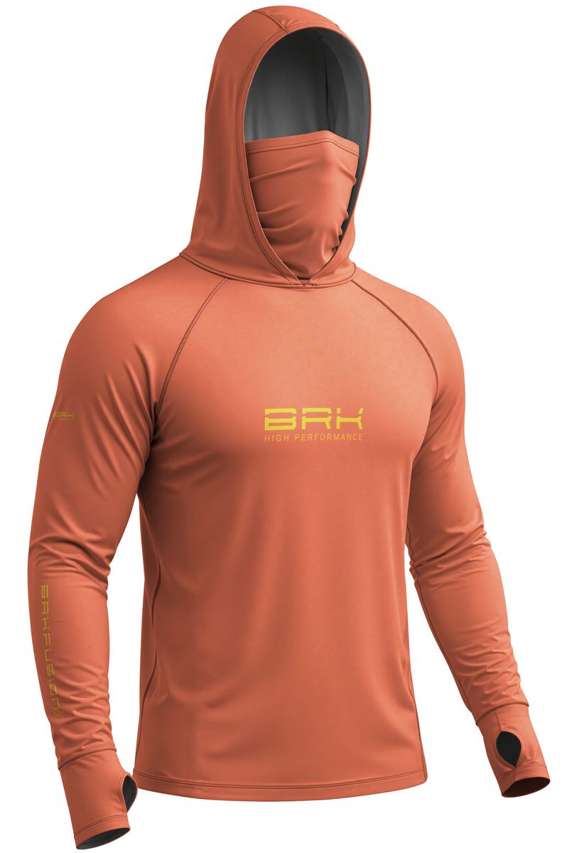 Camisa FusionX Brk Laranja Coral com Detalhes em Amarelo e Proteção UV50+