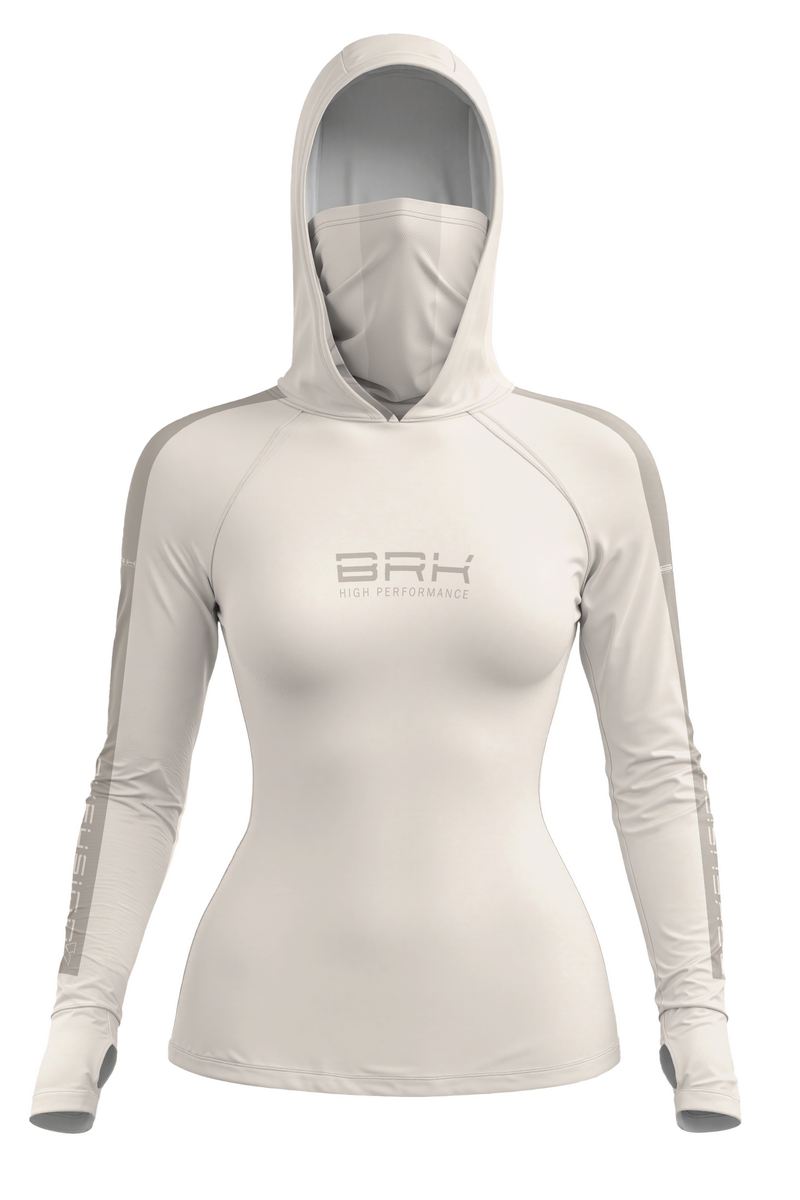 Camisa FusionX Feminina Brk Off White com Detalhes Cinza e Proteção UV50+
