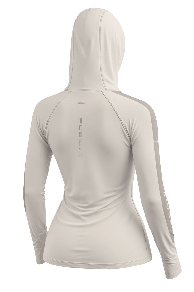 Camisa FusionX Feminina Brk Off White com Detalhes Cinza e Proteção UV50+