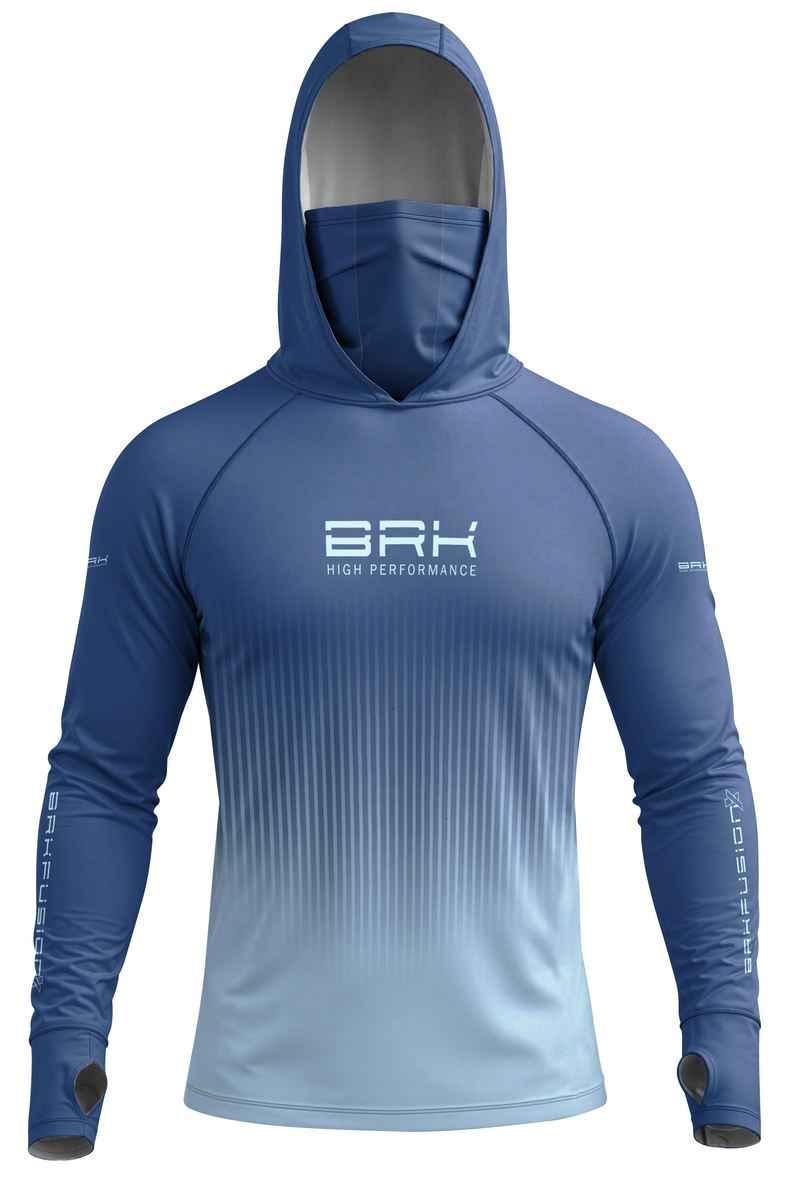 Camisa FusionX Brk Azul Oceano Degradê com Linhas Verticais e Proteção UV50+