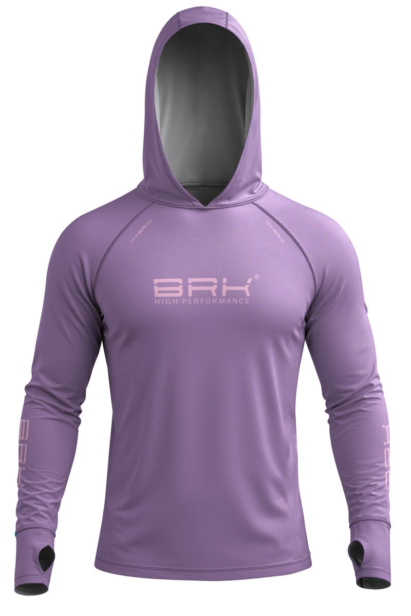 Camisa de Pesca Brk com Capuz Hybrid Roxo Liso com Proteção Solar UV50+