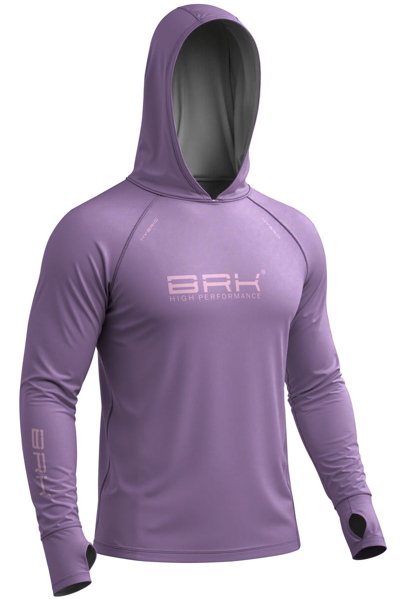 Camisa de Pesca Brk com Capuz Hybrid Roxo Liso com Proteção Solar UV50+
