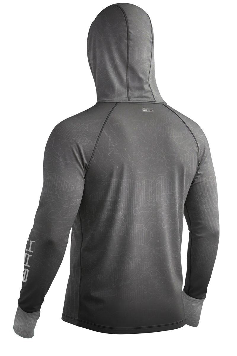 Camisa de Pesca Brk com Capuz Hybrid Cinza Grafite Camuflado com Proteção Solar UV50+
