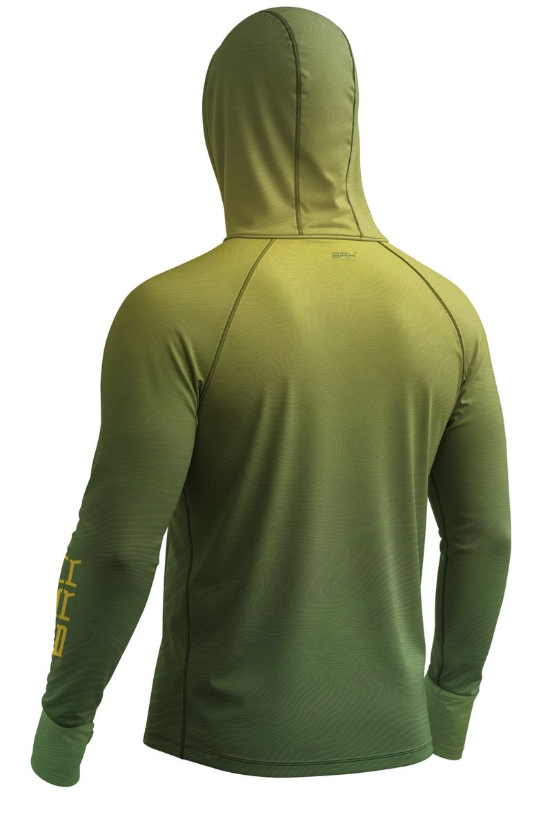Camisa de Pesca Brk com Capuz Hybrid Verde Degradê Texturizado com Proteção Solar UV50+