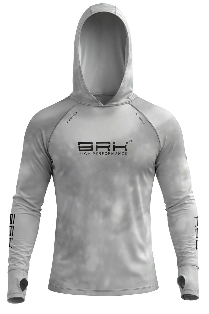 Camisa de Pesca Brk com Capuz Hybrid Cinza Claro Degradê com Proteção Solar UV50+