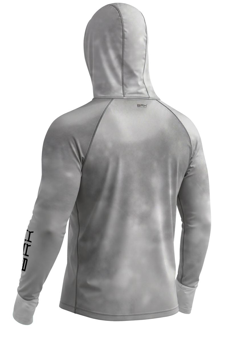 Camisa de Pesca Brk com Capuz Hybrid Cinza Claro Degradê com Proteção Solar UV50+