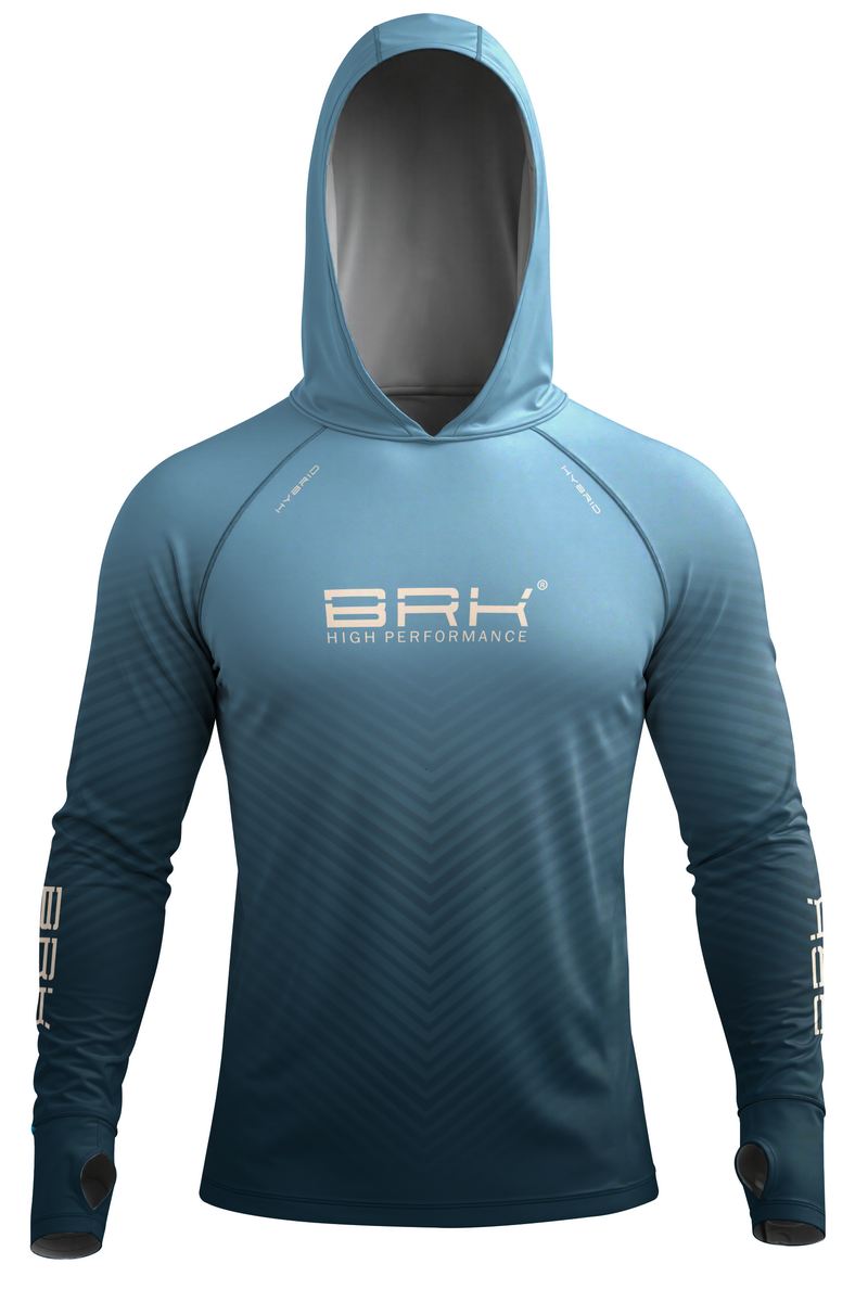 Camisa de Pesca Brk com Capuz Hybrid Azul Degradê com Proteção Solar UV50+
