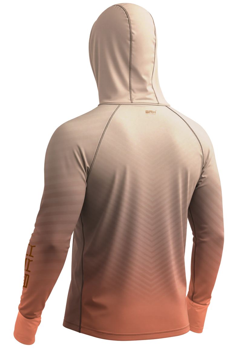 Camisa de Pesca Brk com Capuz Hybrid Bege e Laranja Degradê com Proteção Solar UV50+