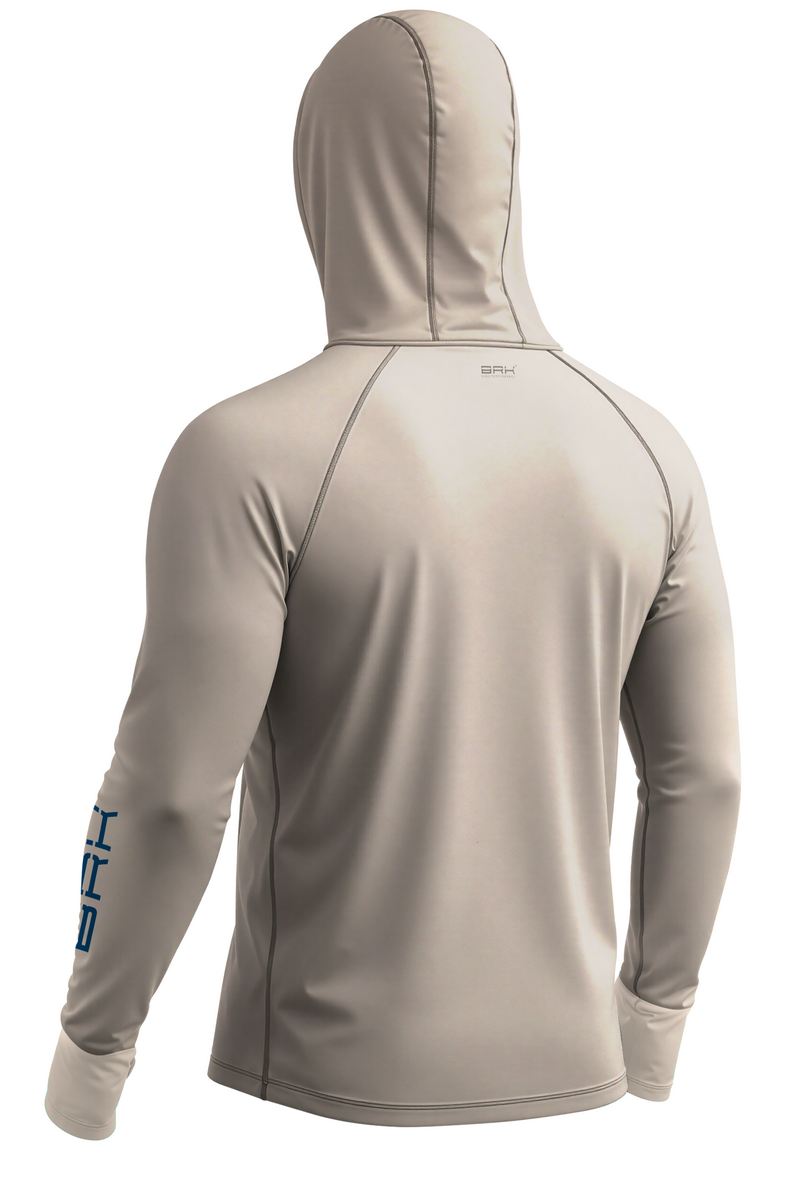 Camisa de Pesca Brk com Capuz Hybrid Bege Claro Liso com Proteção Solar UV50+