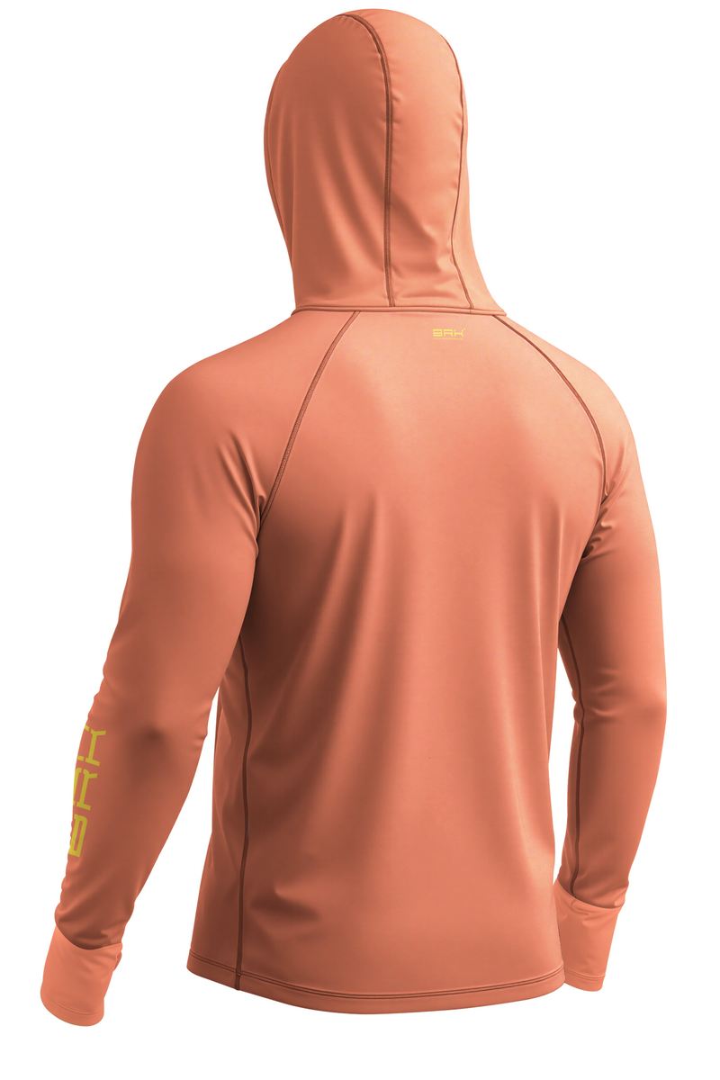 Camisa de Pesca Brk com Capuz Hybrid Laranja Coral Liso com Proteção Solar UV50+