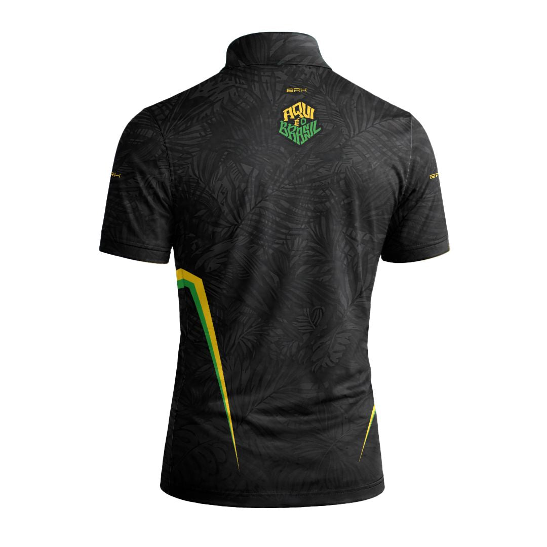 Camiseta Brk Aqui é o Brasil Folhagem Preta com Proteção UV50