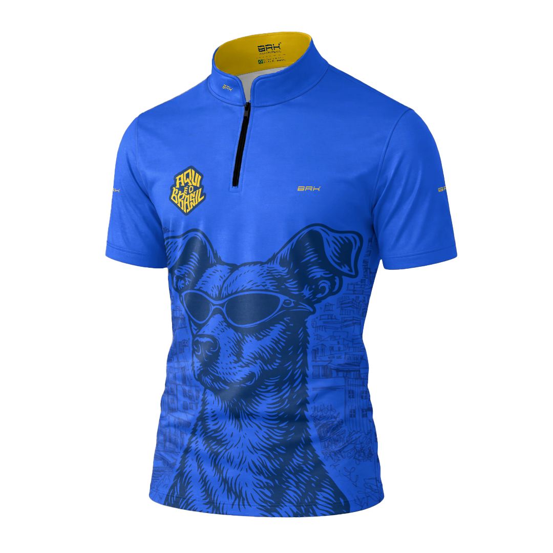 Camiseta Brk Aqui é o Brasil Caramelo de Óculos Azul com Proteção UV50