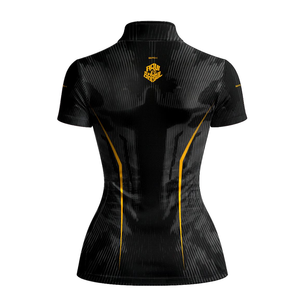 Camiseta Brk Feminina Aqui é o Brasil Cristo Redentor Preta com Proteção UV50