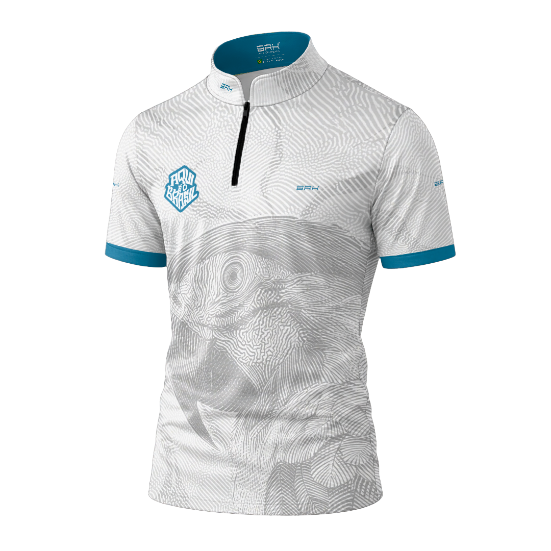 Camiseta Brk Aqui é o Brasil Arara Sombreada Branca com Proteção UV50