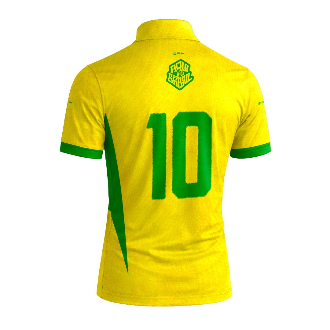 Camiseta Brk Aqui é o Brasil Clássica 10 Amarela com Proteção UV50