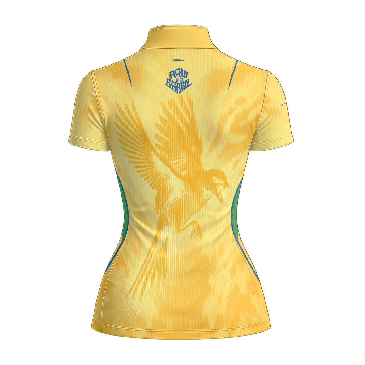 Camiseta Brk Feminina Aqui é o Brasil Beija-Flor Sombreado Amarela com Proteção UV50