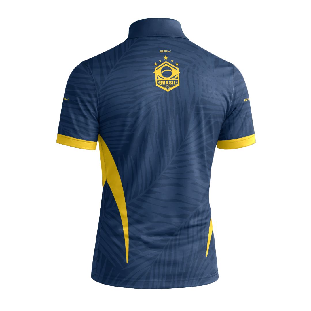 Camiseta Brk Aqui é o Brasil Tropical Azul Marinho com Proteção UV50